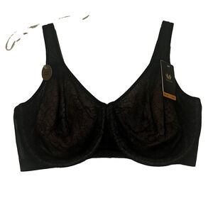 Wacoal All Edge Underwire Bra Women Sz 40DD Black Lace Cups Full Coverage Modern